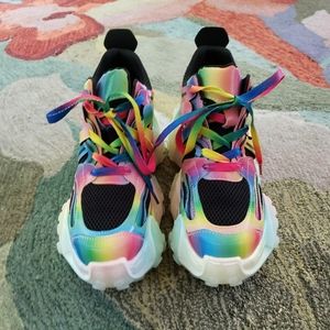 Anthony Wang Collection Multi Color Carambola Platform Sneakers - 7.5 US